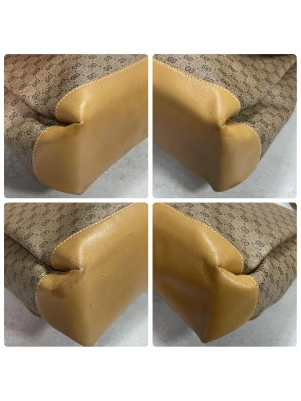 Gucci GG Shoulder Bag Brown Beige Logo Leather